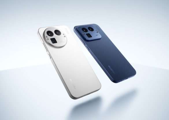 Vue arrière des smartphones realme GT 8 Pro en blanc et bleu, mettant en évidence le design modulaire du module photo